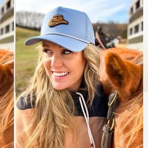 Two Fly Co. Blue Baseball Cap Chocolate Cowboy Hat Logo Patch NWT